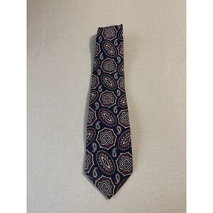 Bert Pulitzer All Silk Paisley Tie 3.5" Navy‎ Red Vintage Dillard's Collector